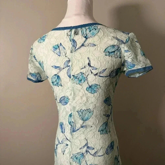 Vintage blue floral lace slip dress cottagecore M - Picture 6 of 8
